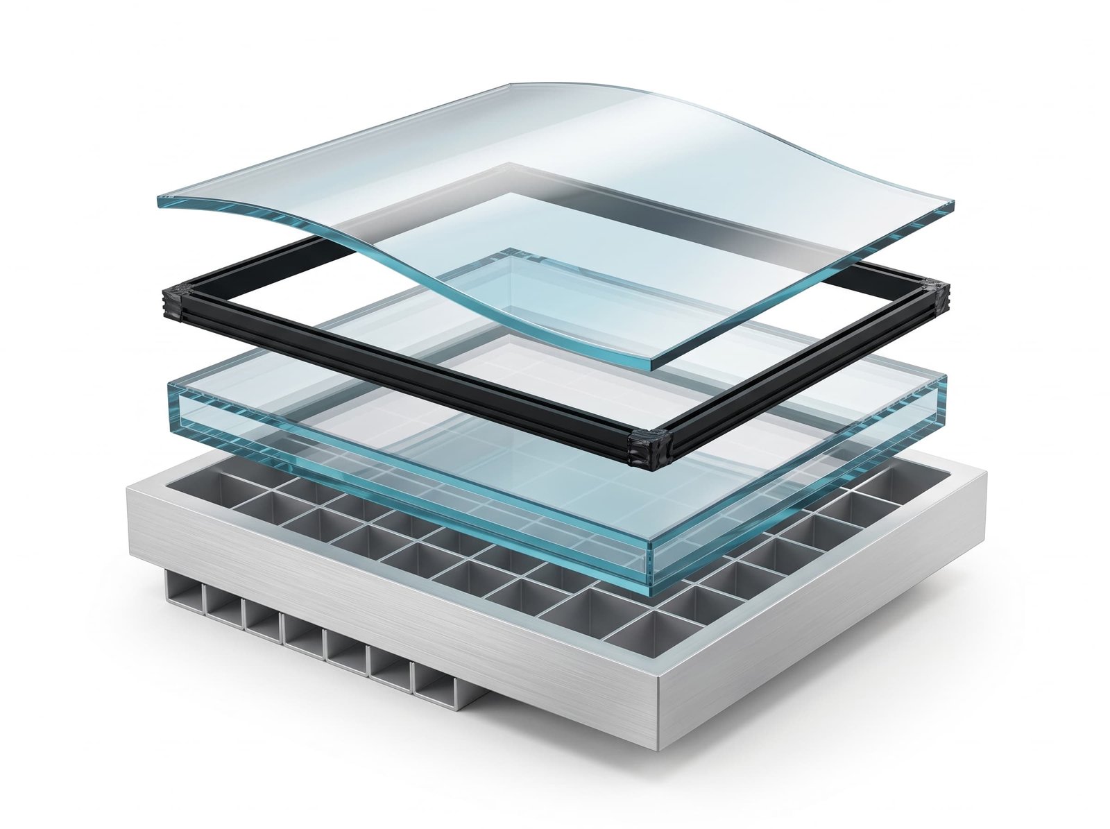 Double-Layered Hollow Low-E Curved Glass Assembly